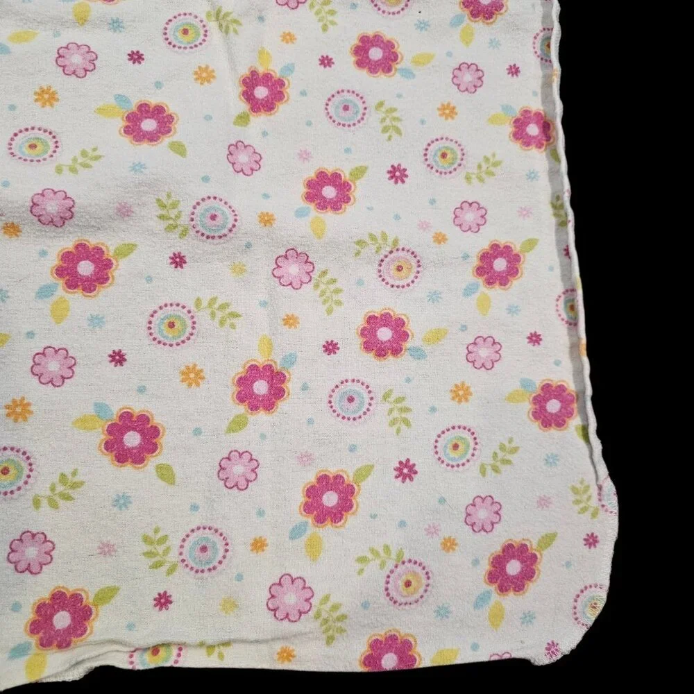 Circo Floral Baby‎ Receiving Blanket Pink White Blue Flower Polka Dot Flannel